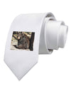 Sad Black Bear Printed White Necktie