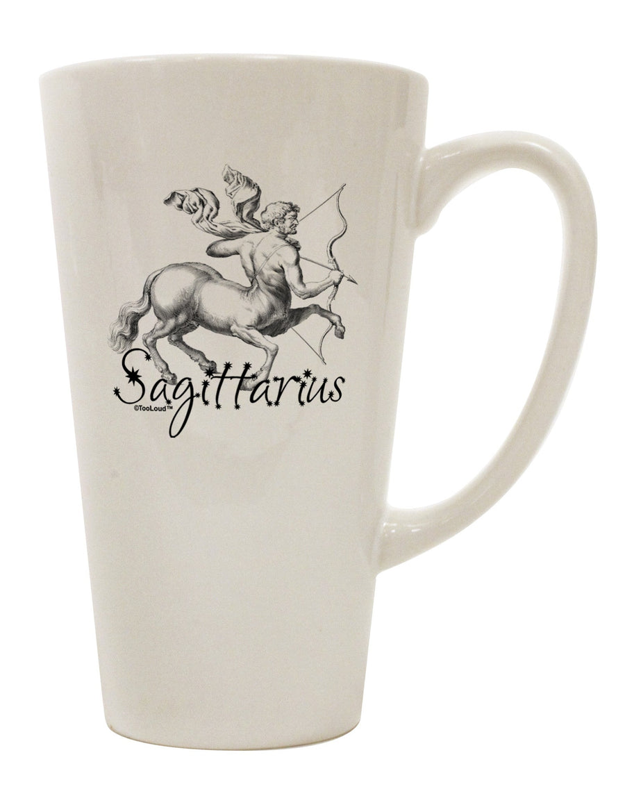 Sagittarius Illustrated 16 oz Conical Latte Coffee Mug - Expertly Crafted Drinkware TooLoud-Conical Latte Mug-TooLoud-White-Davson Sales