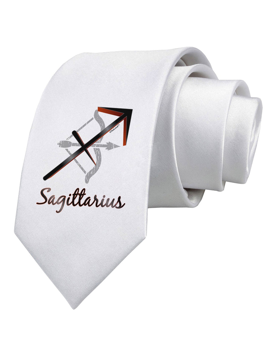 Sagittarius Symbol Printed White Necktie