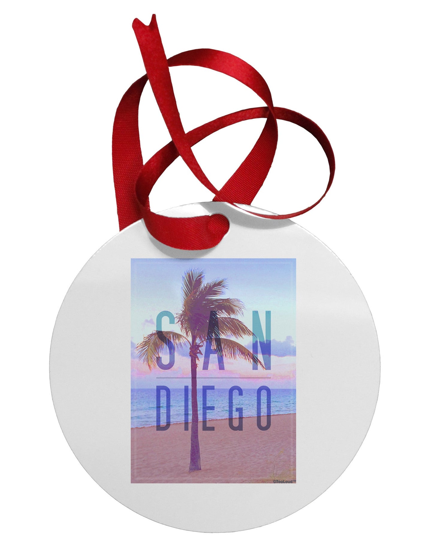 San Diego Beach Filter Circular Metal Ornament-Ornament-TooLoud-White-Davson Sales