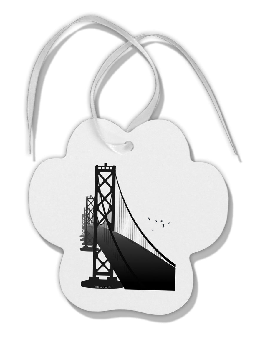 San Francisco Bay Bridge Paw Print Shaped Ornament-Ornament-TooLoud-White-Davson Sales