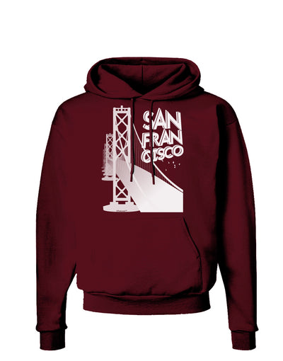 San Francisco Text Bay Bridge Dark Hoodie Sweatshirt-Hoodie-TooLoud-Maroon-Small-Davson Sales