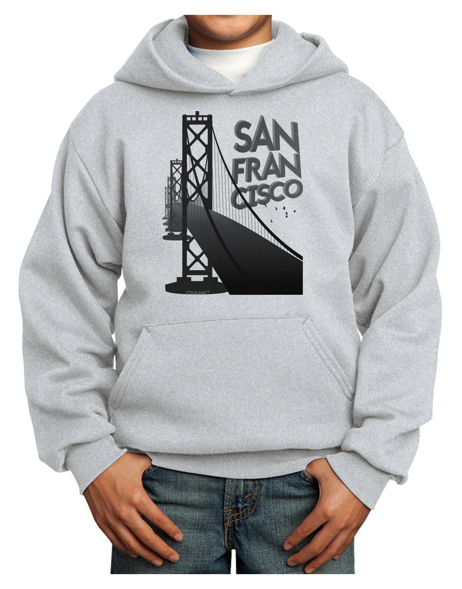 San Francisco Text Bay Bridge Youth Hoodie Pullover Sweatshirt-Youth Hoodie-TooLoud-White-XS-Davson Sales