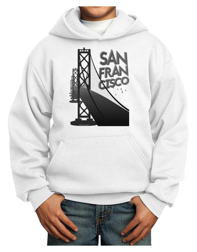 San Francisco Text Bay Bridge Youth Hoodie Pullover Sweatshirt-Youth Hoodie-TooLoud-White-XS-Davson Sales