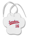 Sanders Jersey 16 Paw Print Shaped Ornament-Ornament-TooLoud-White-Davson Sales