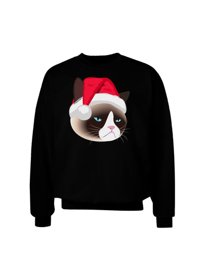 Santa Hat Disgruntled Siamese Cat Adult Dark Sweatshirt by-Sweatshirts-TooLoud-Black-Small-Davson Sales