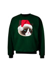 Santa Hat Disgruntled Siamese Cat Adult Dark Sweatshirt by-Sweatshirts-TooLoud-Deep-Forest-Green-Small-Davson Sales