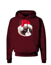 Santa Hat Disgruntled Siamese Cat Dark Hoodie Sweatshirt by-Hoodie-TooLoud-Maroon-Small-Davson Sales