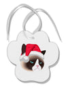 Santa Hat Disgruntled Siamese Cat Paw Print Shaped Ornament by TooLoud-Ornament-TooLoud-White-Davson Sales