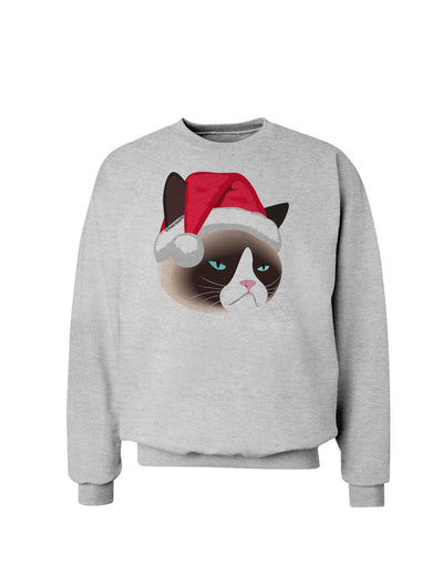 Santa Hat Disgruntled Siamese Cat Sweatshirt by-Sweatshirts-TooLoud-AshGray-Small-Davson Sales