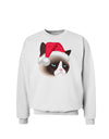 Santa Hat Disgruntled Siamese Cat Sweatshirt by-Sweatshirts-TooLoud-White-Small-Davson Sales