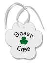 Sassy Lass St Patricks Day Paw Print Shaped Ornament-Ornament-TooLoud-White-Davson Sales