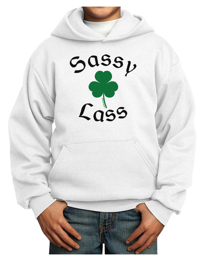 Sassy Lass St Patricks Day Youth Hoodie Pullover Sweatshirt-Youth Hoodie-TooLoud-White-XS-Davson Sales