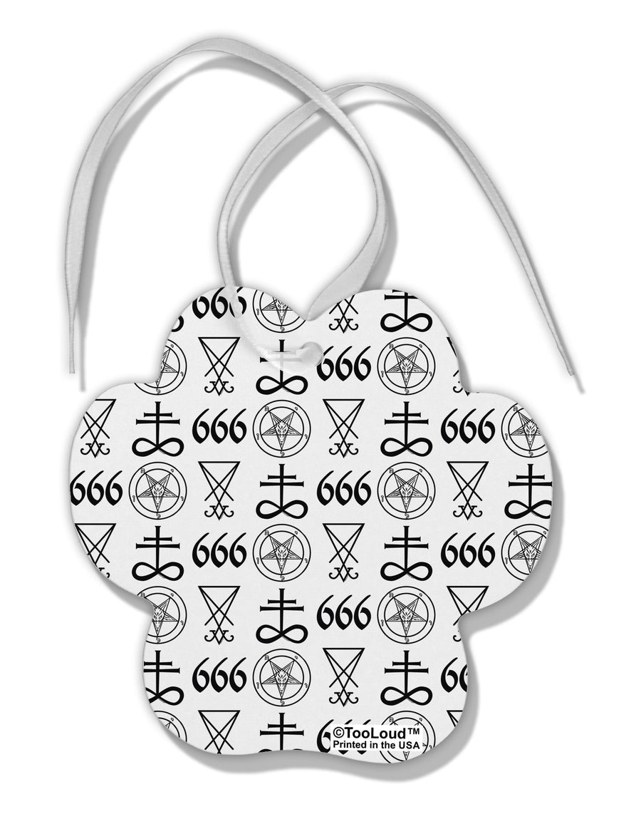 Satanic Symbols Paw Print Shaped Ornament All Over Print-Ornament-TooLoud-White-Davson Sales