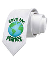 Save the Planet - Earth Printed White Necktie