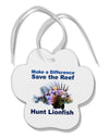 Save the Reef - Hunt Lionfish Paw Print Shaped Ornament-Ornament-TooLoud-White-Davson Sales