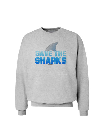 Save The Sharks - Fin Color Sweatshirt by TooLoud-Sweatshirts-TooLoud-AshGray-Small-Davson Sales