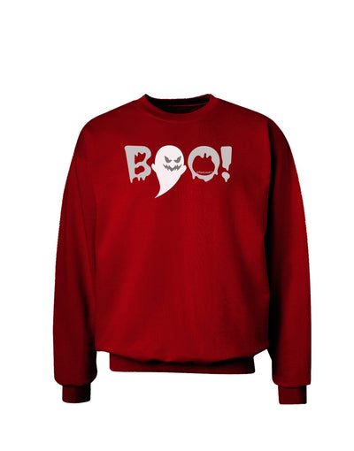 Scary Boo Text Adult Dark Sweatshirt-Sweatshirts-TooLoud-Deep-Red-Small-Davson Sales