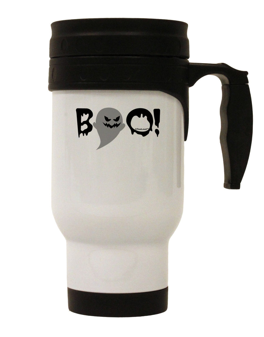 Scary Boo Text Stainless Steel 14oz Travel Mug-Travel Mugs-TooLoud-White-Davson Sales