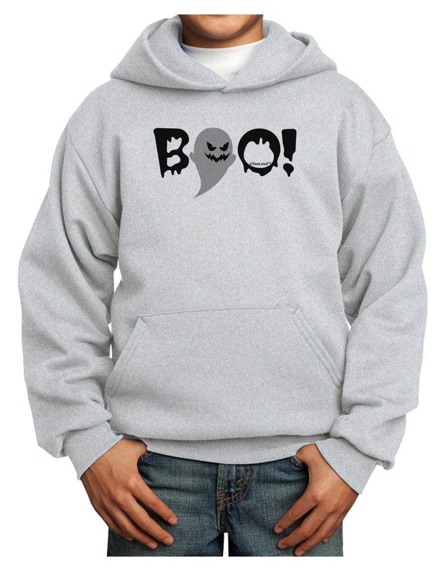 Scary Boo Text Youth Hoodie Pullover Sweatshirt-Youth Hoodie-TooLoud-White-XS-Davson Sales