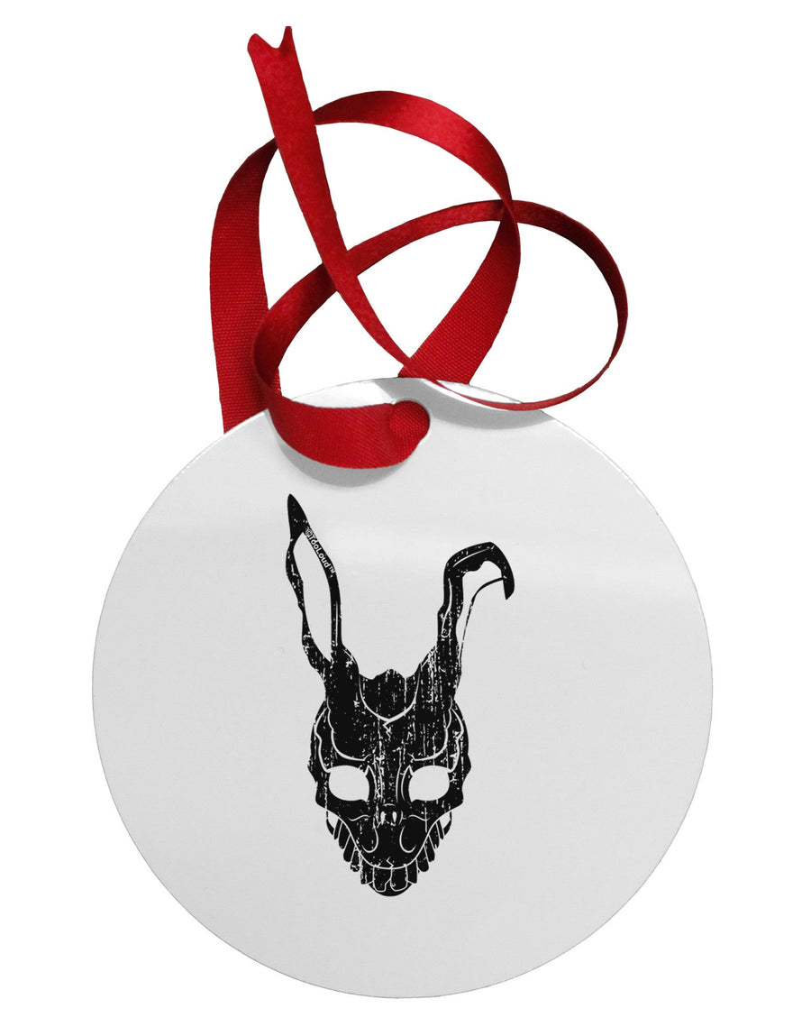 Scary Bunny Face Black Distressed Circular Metal Ornament-Ornament-TooLoud-White-Davson Sales