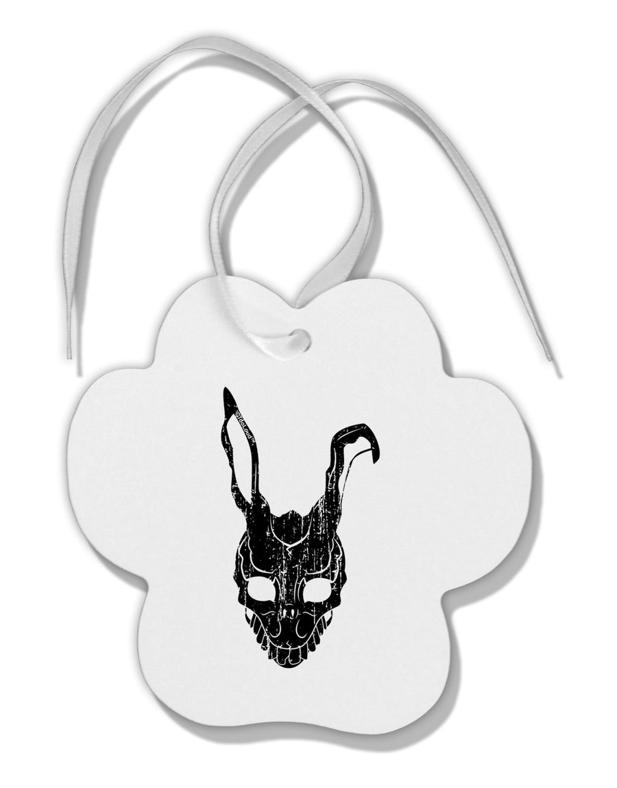 Scary Bunny Face Black Distressed Paw Print Shaped Ornament-Ornament-TooLoud-White-Davson Sales