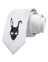 Scary Bunny Face Black Distressed Printed White Necktie