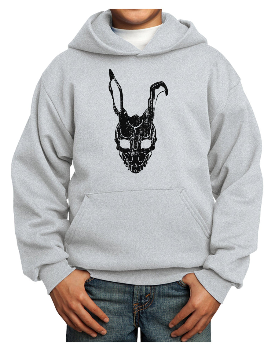 Scary Bunny Face Black Distressed Youth Hoodie Pullover Sweatshirt-Youth Hoodie-TooLoud-White-XS-Davson Sales