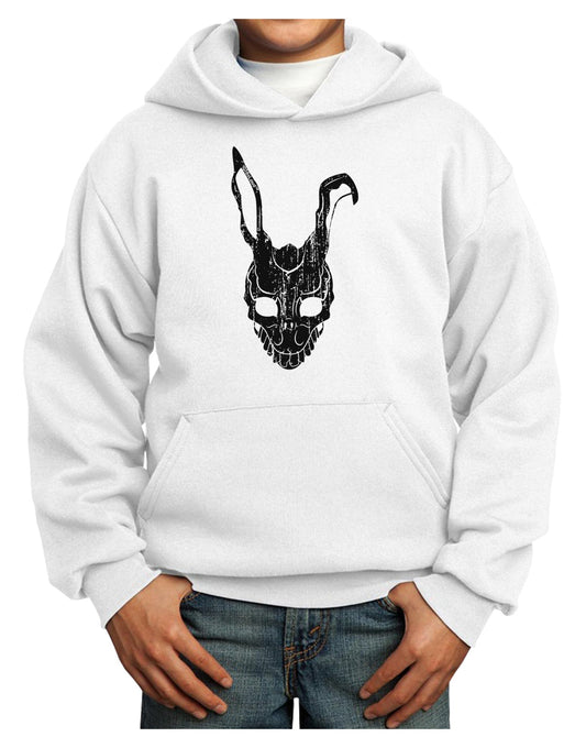 Scary Bunny Face Black Distressed Youth Hoodie Pullover Sweatshirt-Youth Hoodie-TooLoud-White-XS-Davson Sales