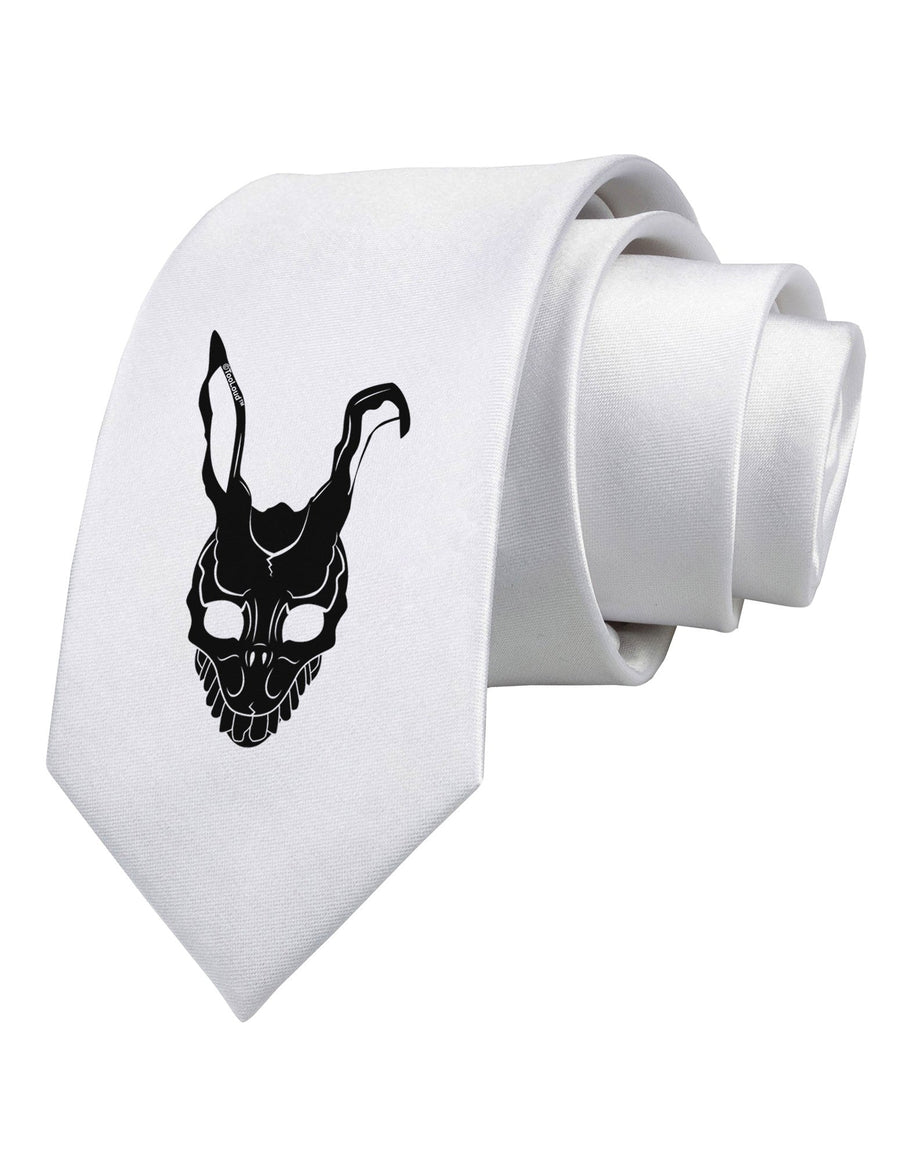 Scary Bunny Face Black Printed White Necktie