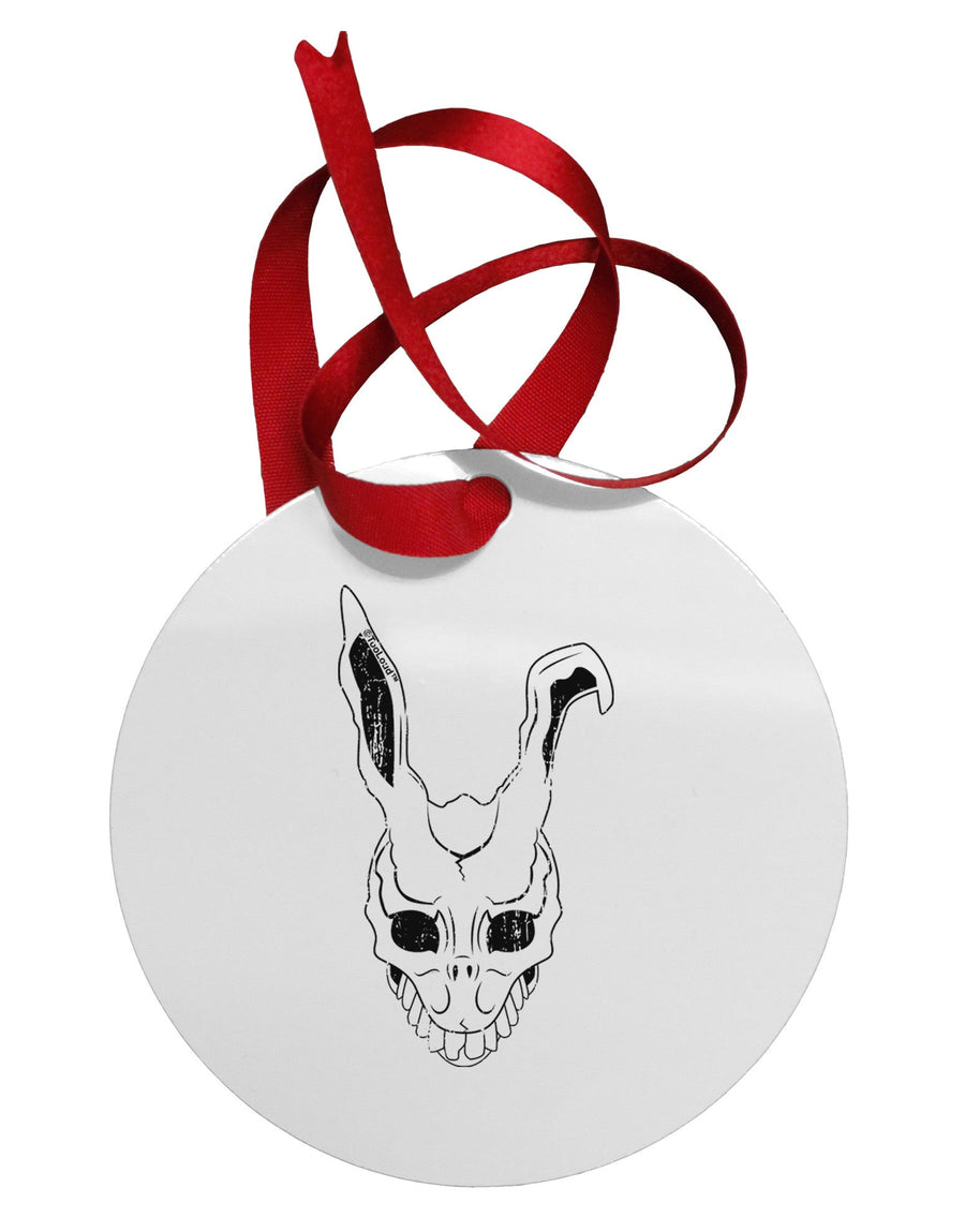 Scary Bunny Face White Distressed Circular Metal Ornament-Ornament-TooLoud-White-Davson Sales