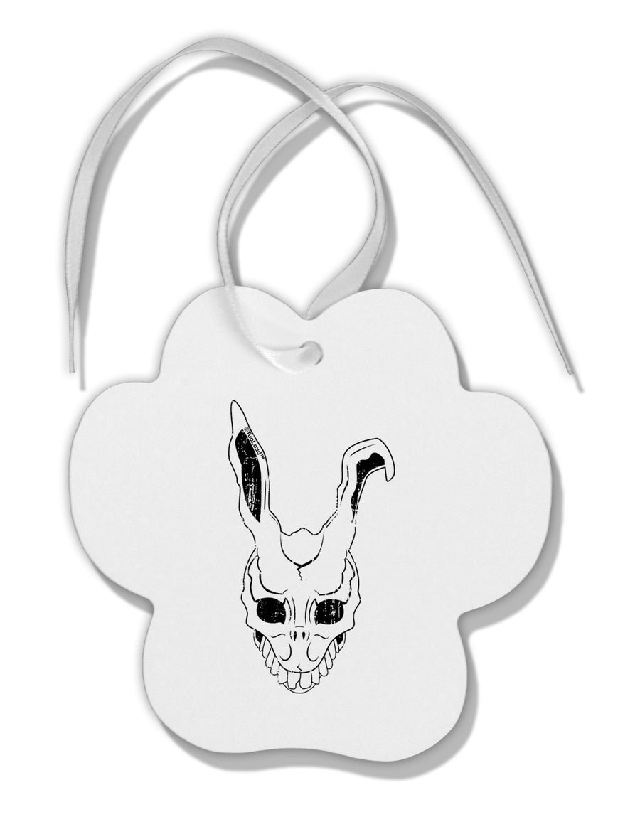 Scary Bunny Face White Distressed Paw Print Shaped Ornament-Ornament-TooLoud-White-Davson Sales