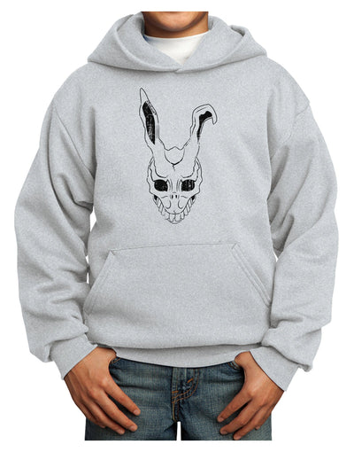 Scary Bunny Face White Distressed Youth Hoodie Pullover Sweatshirt-Youth Hoodie-TooLoud-Ash-XS-Davson Sales