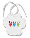 Scary Bunny Tri-color Paw Print Shaped Ornament-Ornament-TooLoud-White-Davson Sales
