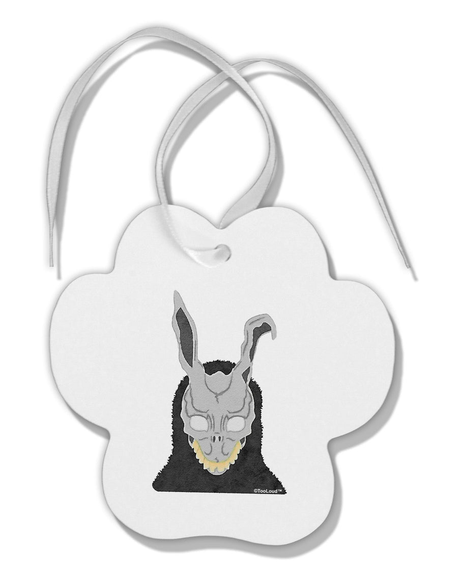 Scary Buny Face Watercolor Paw Print Shaped Ornament-Ornament-TooLoud-White-Davson Sales