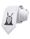 Scary Buny Face Watercolor Printed White Necktie