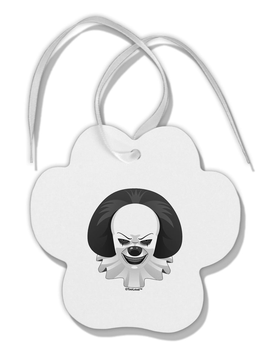 Scary Clown Grayscale Paw Print Shaped Ornament-Ornament-TooLoud-White-Davson Sales