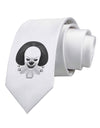 Scary Clown Grayscale Printed White Necktie