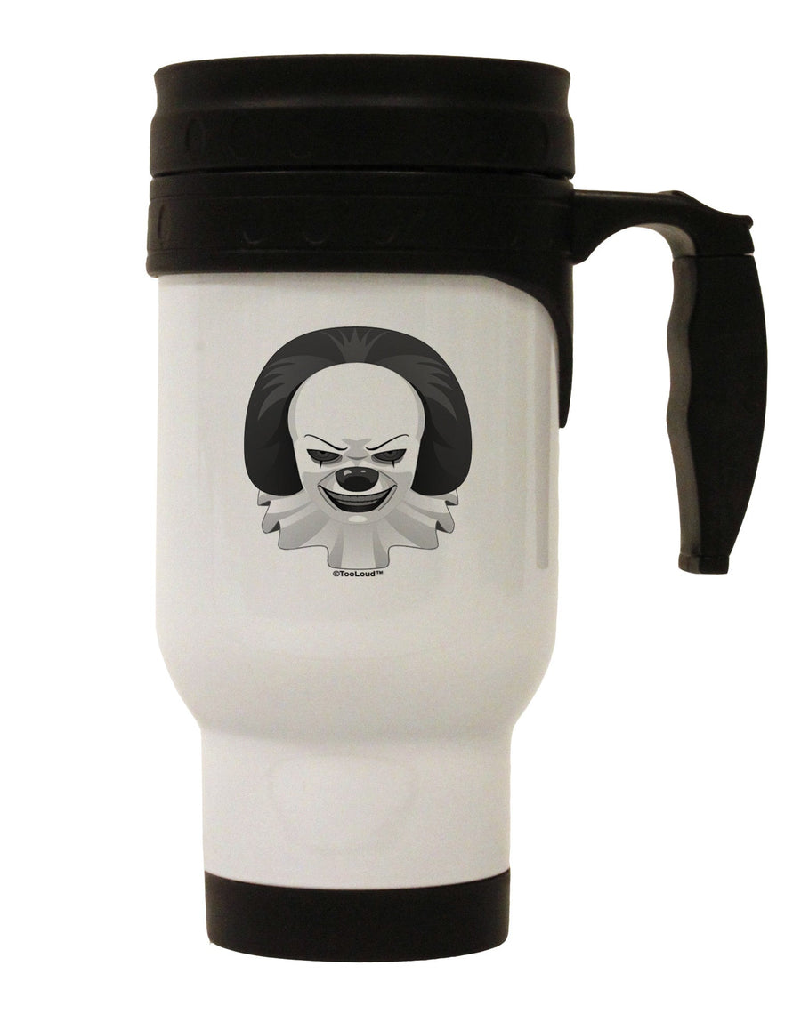 Scary Clown Grayscale Stainless Steel 14oz Travel Mug-Travel Mugs-TooLoud-White-Davson Sales