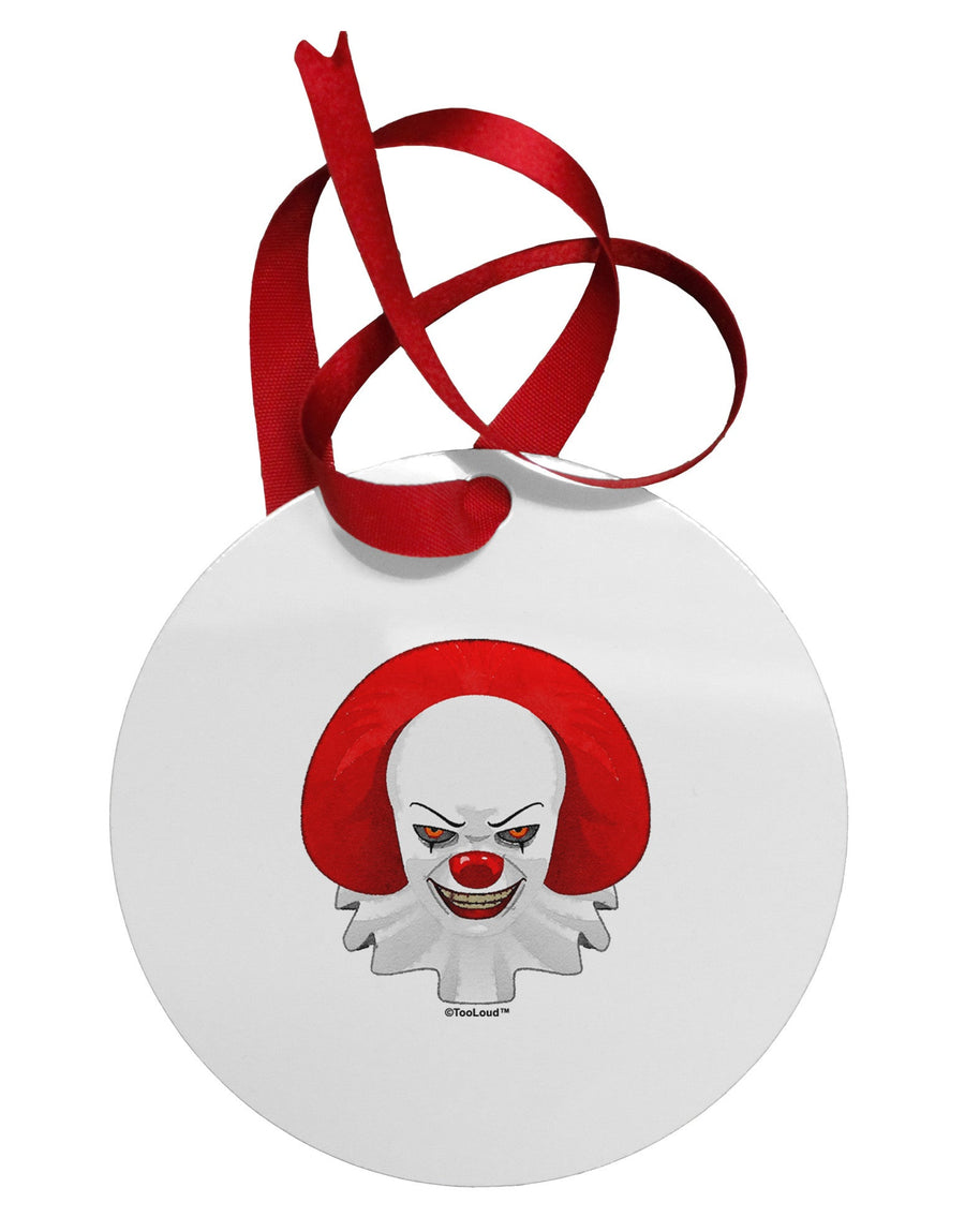 Scary Clown Watercolor Circular Metal Ornament-Ornament-TooLoud-White-Davson Sales