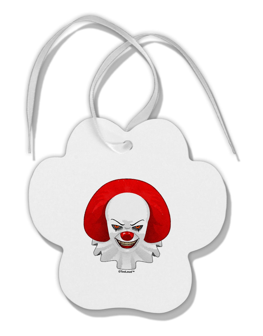 Scary Clown Watercolor Paw Print Shaped Ornament-Ornament-TooLoud-White-Davson Sales
