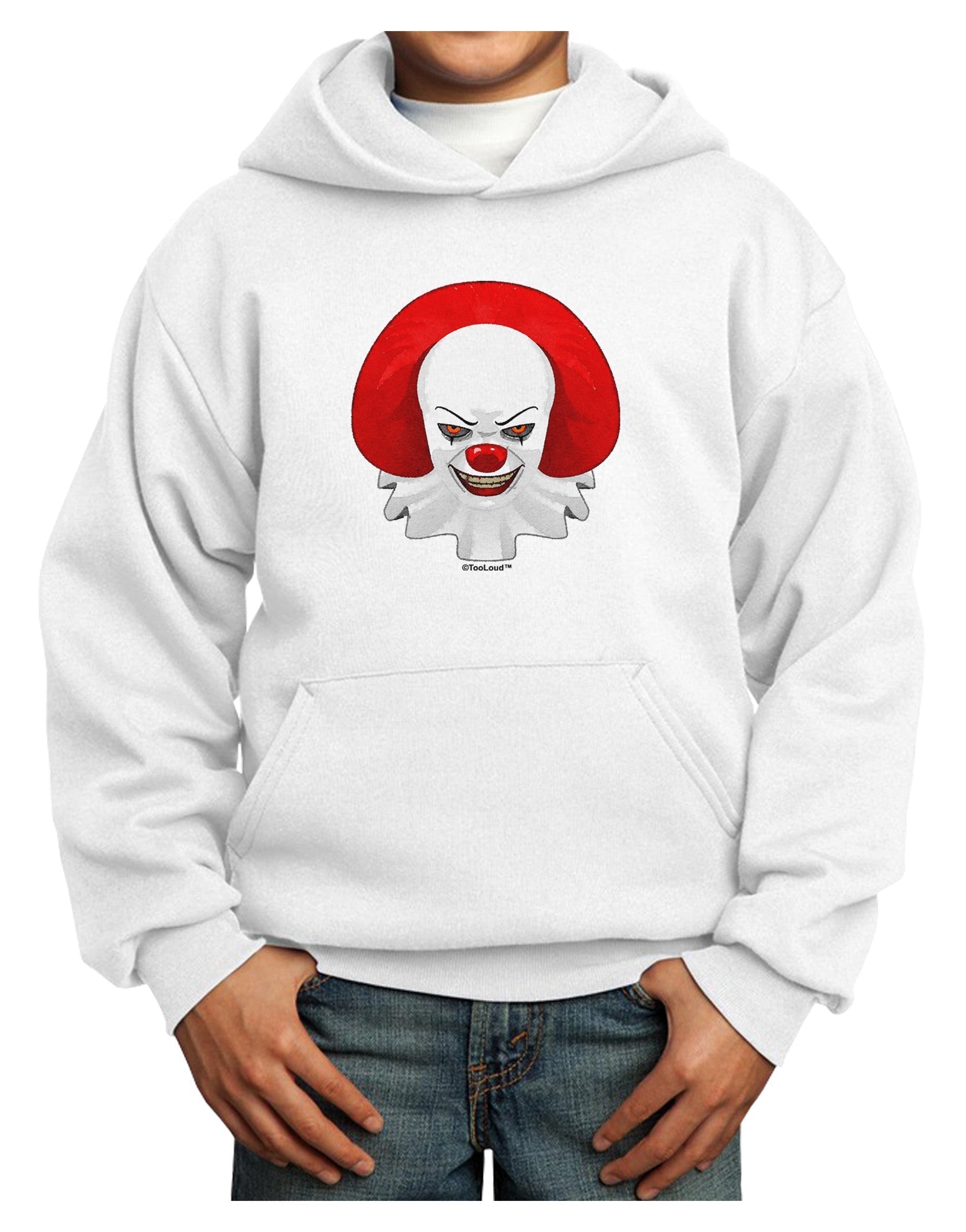 Scary Clown Watercolor Youth Hoodie Pullover Sweatshirt-Youth Hoodie-TooLoud-White-XS-Davson Sales