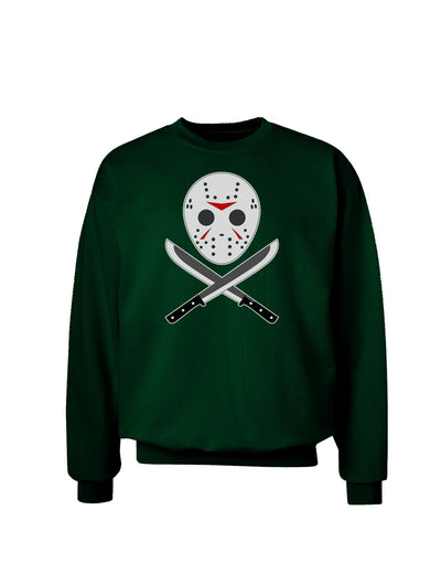 Scary Mask With Machete - Halloween Adult Dark Sweatshirt-Sweatshirts-TooLoud-Deep-Forest-Green-Small-Davson Sales