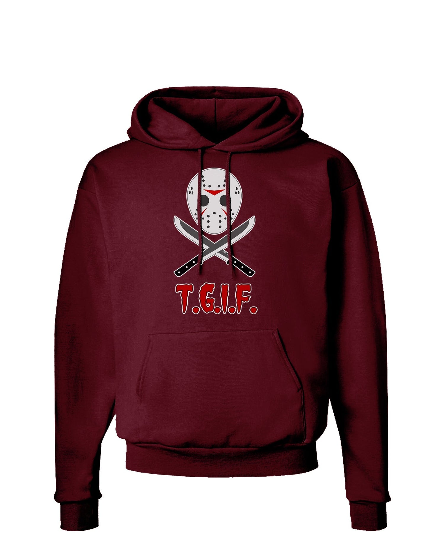 Scary Mask With Machete - TGIF Dark Hoodie Sweatshirt-Hoodie-TooLoud-Maroon-Small-Davson Sales