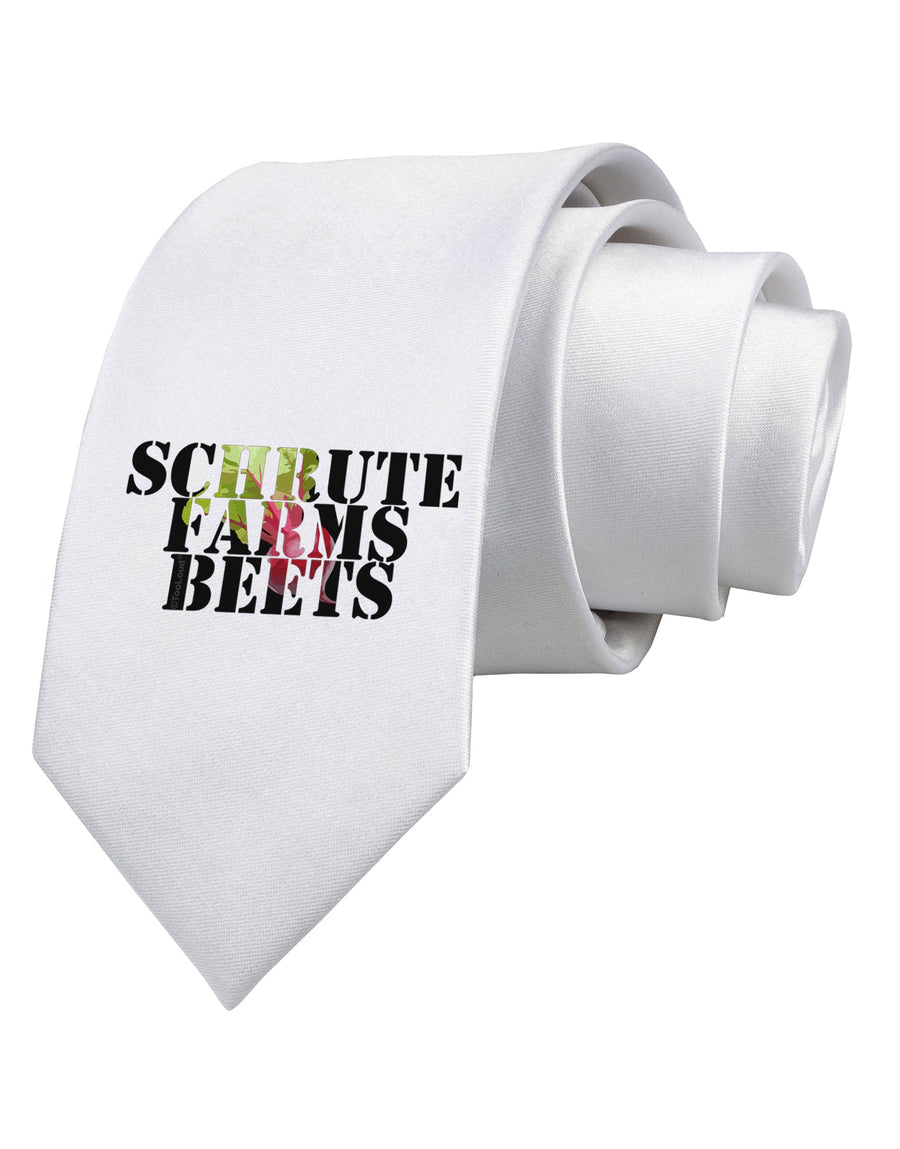 Schrute Farms Beets Printed White Necktie by TooLoud