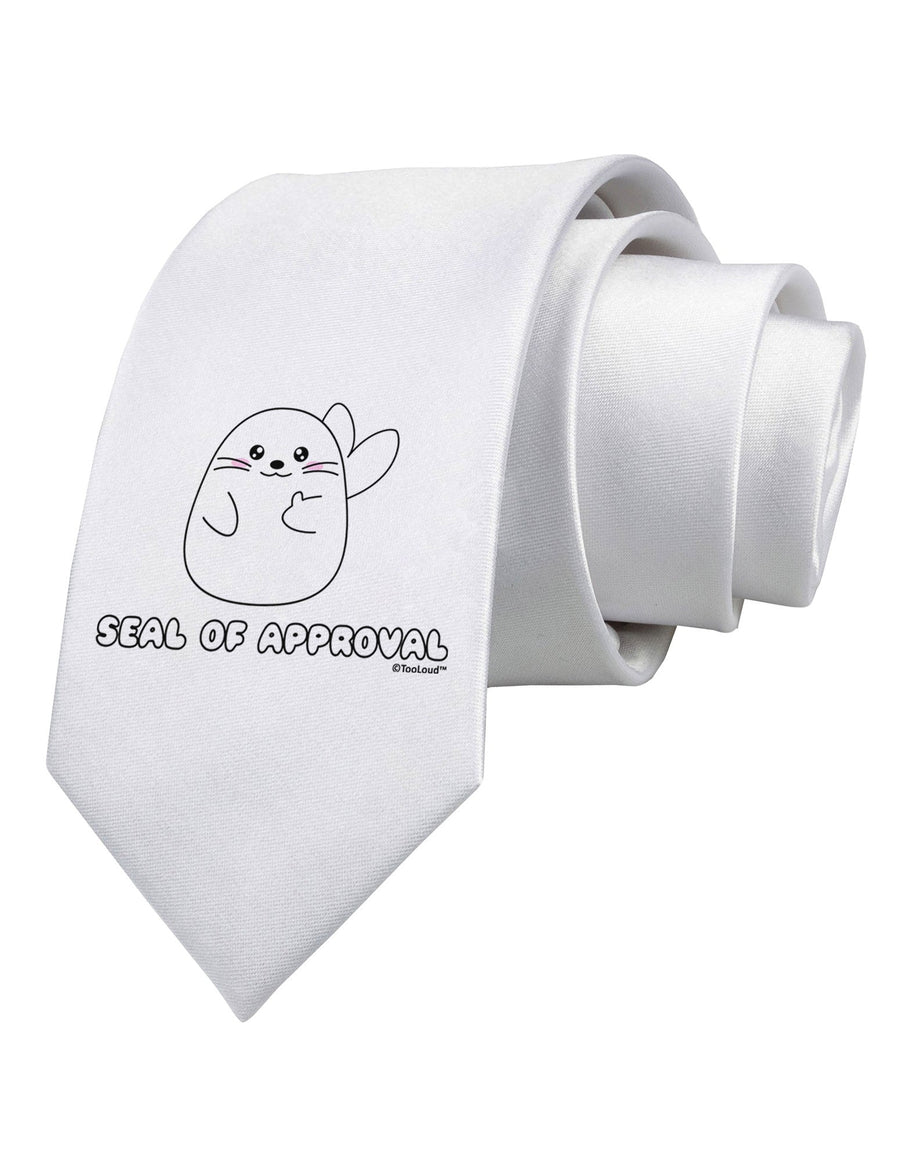 Seal of Approval Printed White Necktie by TooLoud