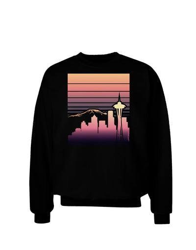 Seattle Skyline Sunrise Adult Dark Sweatshirt-Sweatshirts-TooLoud-Black-Small-Davson Sales