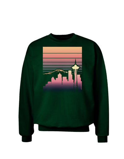 Seattle Skyline Sunrise Adult Dark Sweatshirt-Sweatshirts-TooLoud-Deep-Forest-Green-Small-Davson Sales