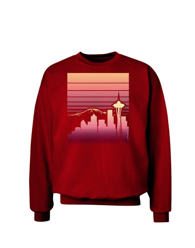 Seattle Skyline Sunrise Adult Dark Sweatshirt-Sweatshirts-TooLoud-Deep-Red-Small-Davson Sales