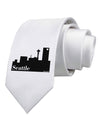 Seattle Skyline with Space Needle Printed White Necktie by TooLoud